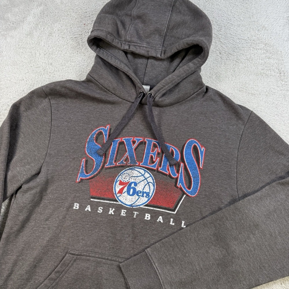 Philadelphia 76ers Hoodie Mens Medium Grey Pullover Sweatshirt NBA Fanatics